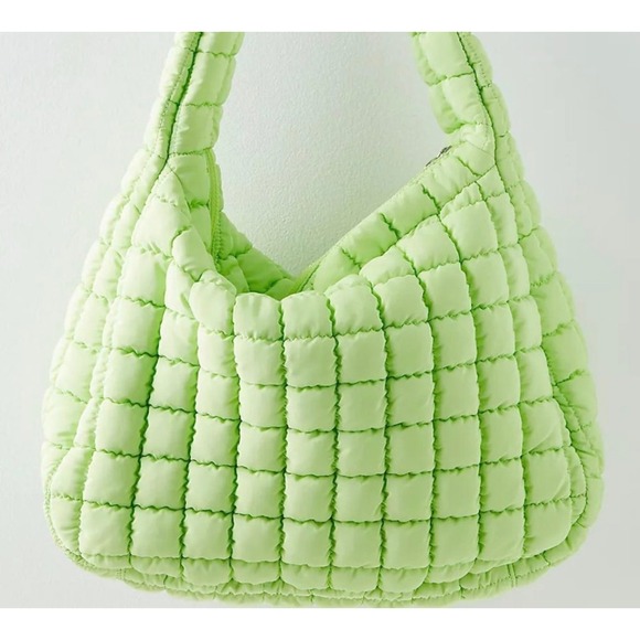 FP Movement Handbags - FP Movement Quilted Carryall Bag Lime Green Puffy Hobo Shoulder Bag Free People